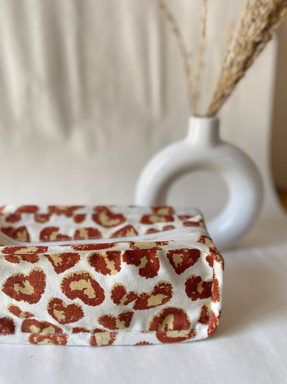 Leopard Cotton Canvas Box Pouch – Compact Storage with a Sharp Edge
