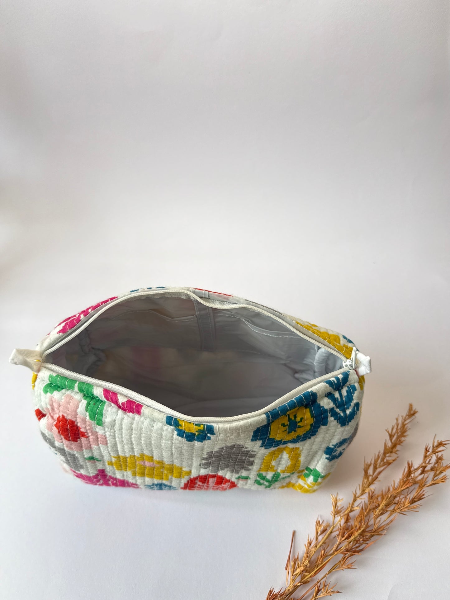 Botanical Charm Cotton Quilted Pouches (set of 3)