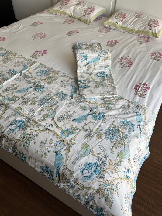 Bird Screen Print Single Bed Dohar (60”*90”)