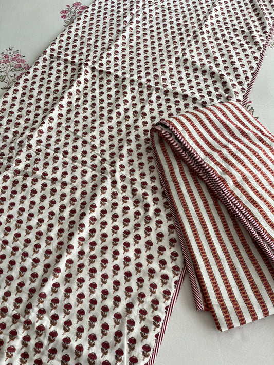 Tiny Flowers Screen Print Single Bed Dohar (60”*90”)