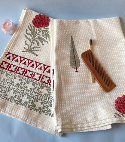Eden Bloom HandBlock Waffle Bath Towel