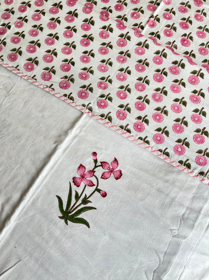 Green Floral Design Handblock Double Dohar (90”*108”)