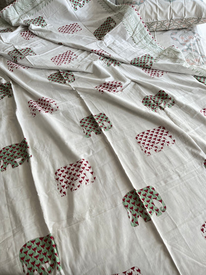 Elephant Print Premium Handblock Double Dohar (90”*108”)