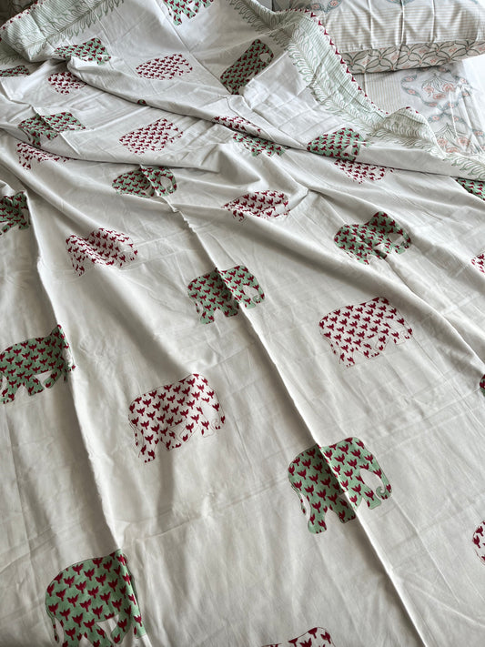 Elephant Print Premium Handblock Double Dohar (90”*108”)