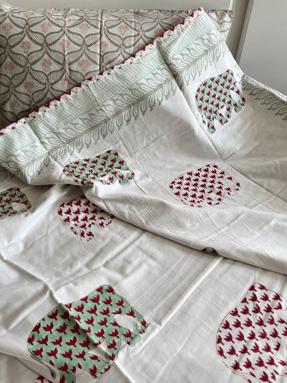 Elephant Print Premium Handblock Double Dohar (90”*108”)
