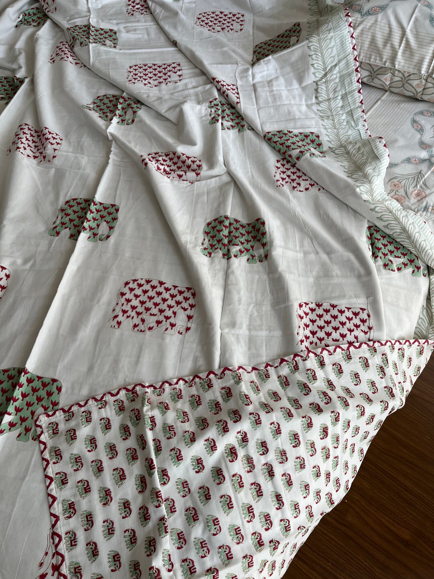 Elephant Print Premium Handblock Double Dohar (90”*108”)