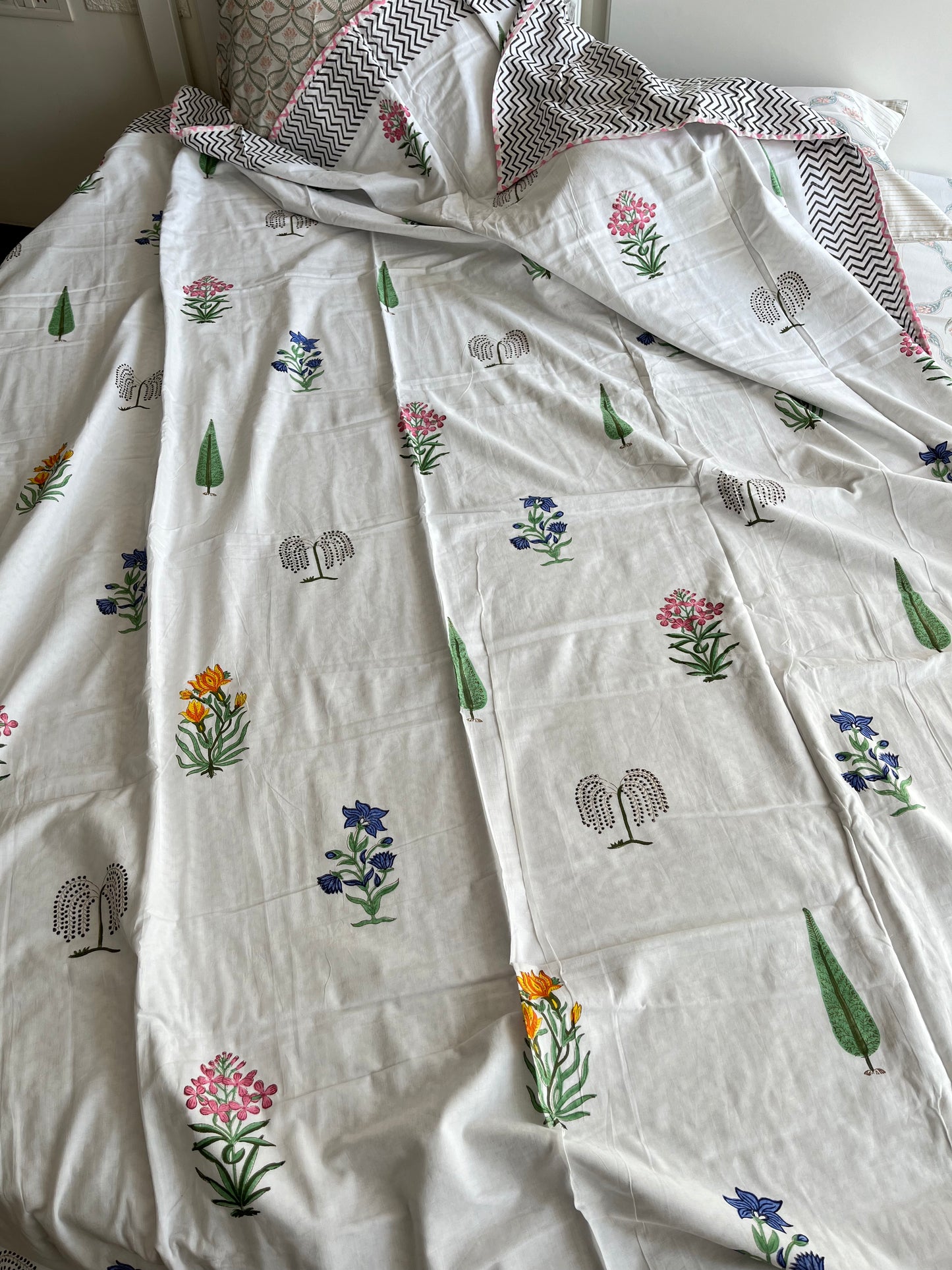 Beautiful Floral Print Premium Handblock Double Dohar (90”*108”)