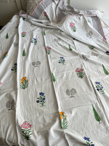 Beautiful Floral Print Premium Handblock Double Dohar (90”*108”)