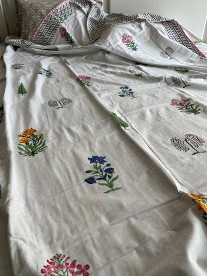Beautiful Floral Print Premium Handblock Double Dohar (90”*108”)