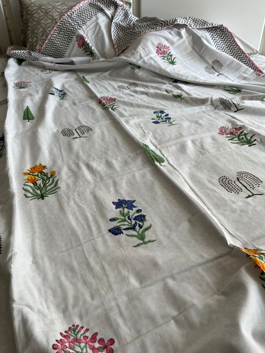 Beautiful Floral Print Premium Handblock Double Dohar (90”*108”)