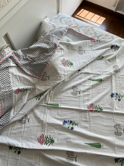 Beautiful Floral Print Premium Handblock Double Dohar (90”*108”)
