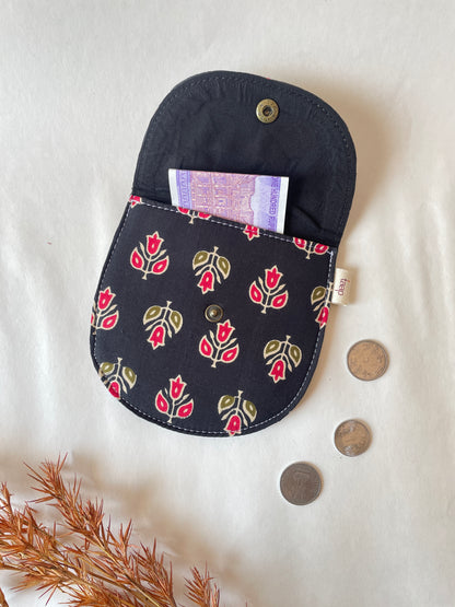 Midnight Bloom Money Pouch – Pocket-Sized Organizer for Everyday Essentials
