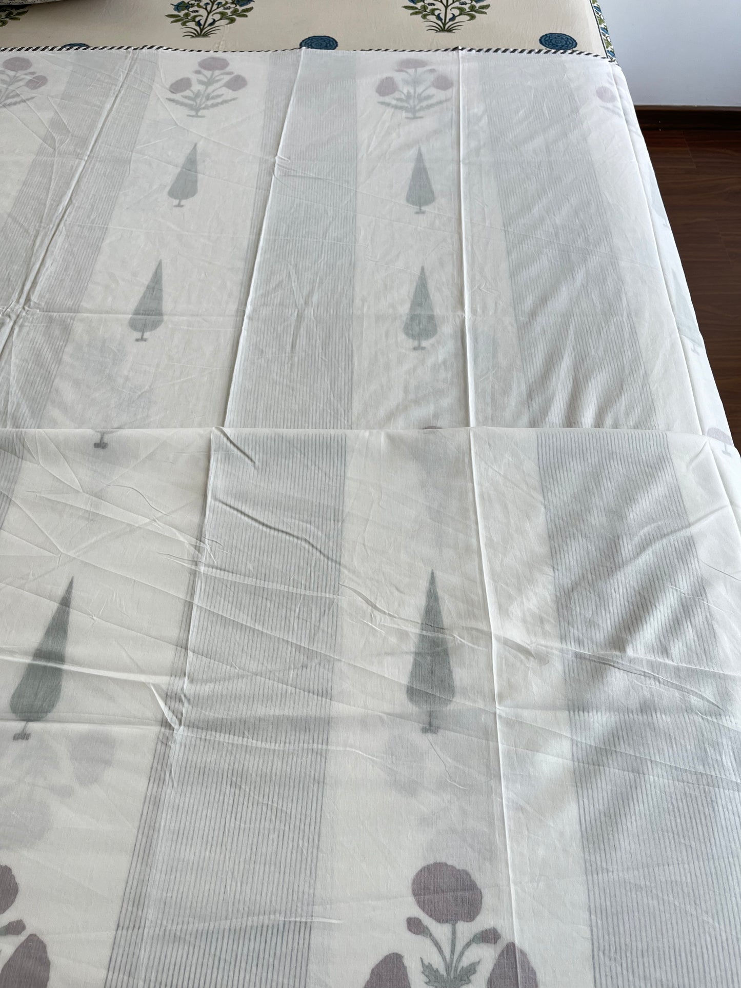 Teal Leaf 3D Mulmul Double Bed Dohar (90”*108”)