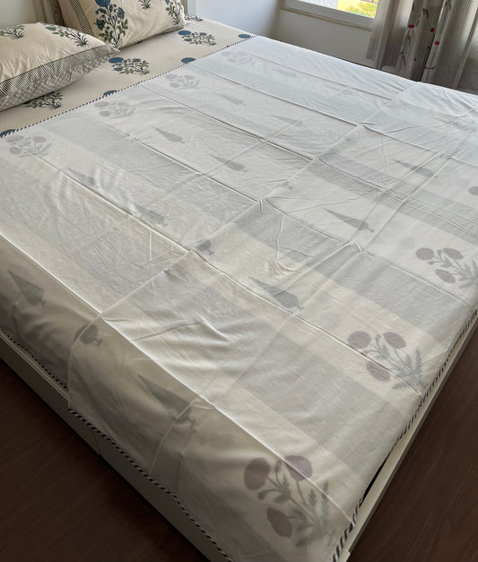 Teal Leaf 3D Mulmul Double Bed Dohar (90”*108”)