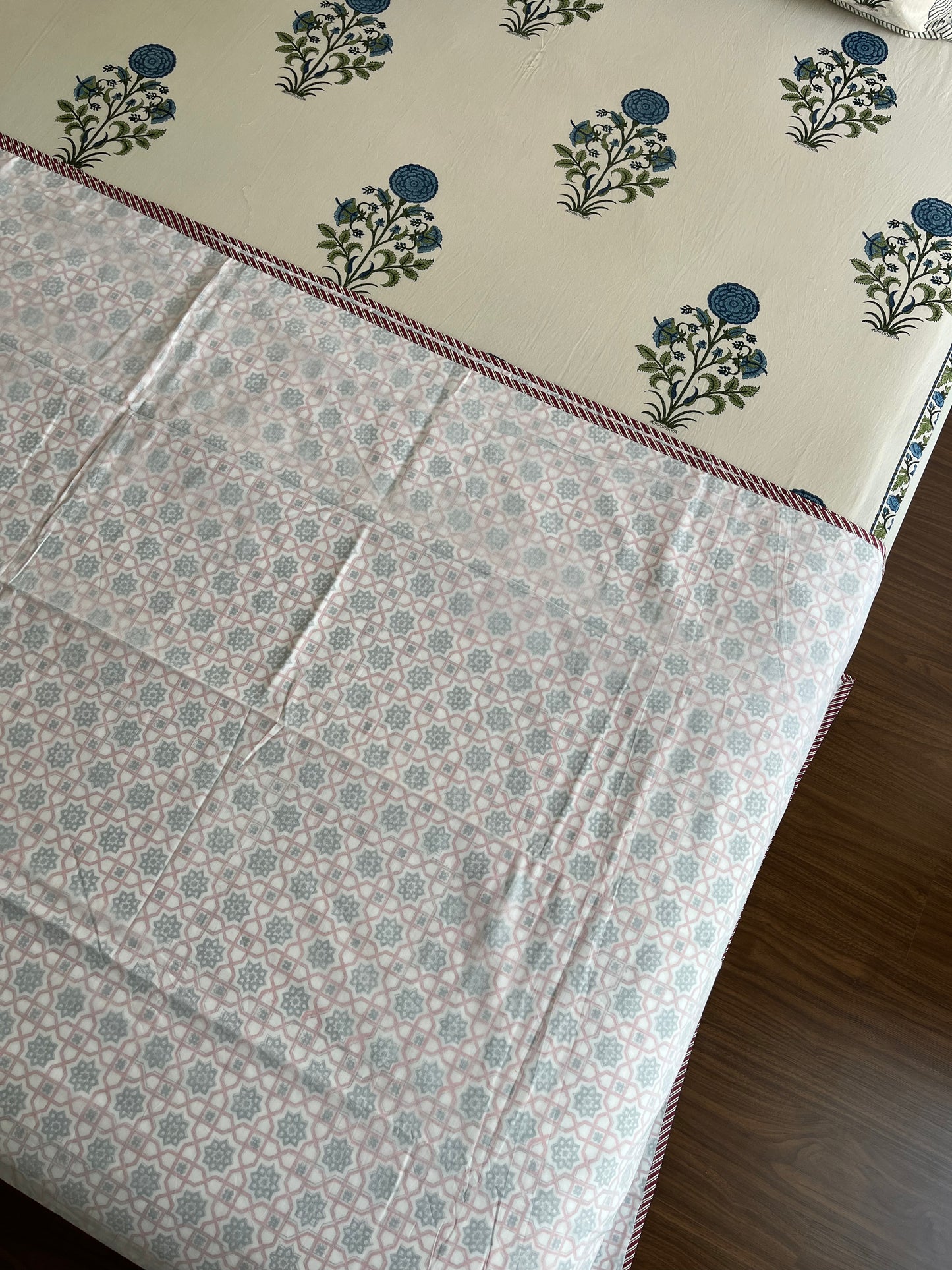 Mystic Charm Handblock 3D Mulmul Double Bed Dohar (90”*108”)