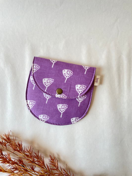 Violet Ginkgo Dots Money Pouch – Pocket-Sized Organizer for Everyday Essentials
