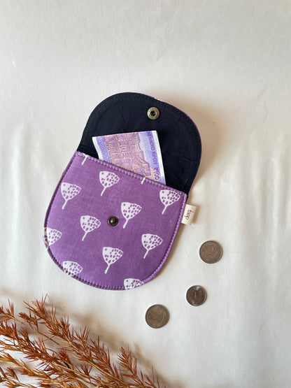 Violet Ginkgo Dots Money Pouch – Pocket-Sized Organizer for Everyday Essentials