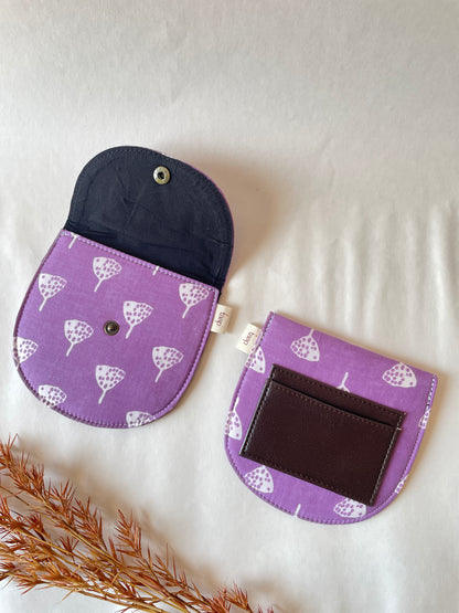 Violet Ginkgo Dots Money Pouch – Pocket-Sized Organizer for Everyday Essentials
