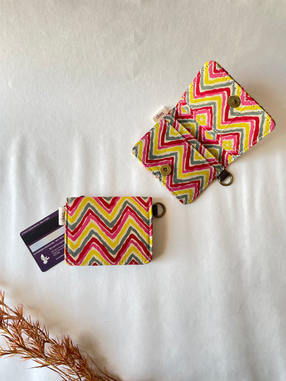 Sunset Chevron Card Wallet – Compact Security with a Touch of Tradition