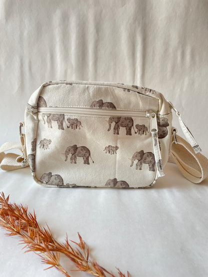 Elephant Cotton Canvas Multi-pocket Crossbody Sling – Travel Light, Stay Stylish