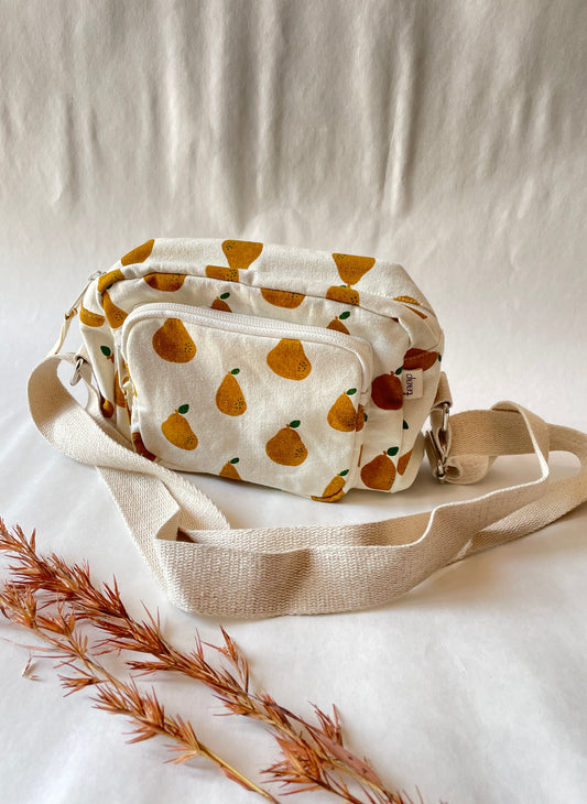 Pear Cotton Canvas Multi-pocket Crossbody Sling – Travel Light, Stay Stylish