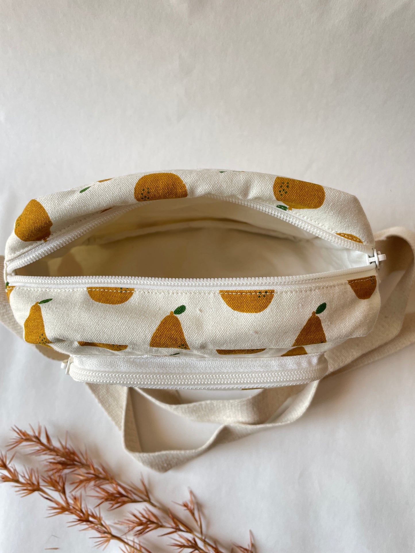 Pear Cotton Canvas Multi-pocket Crossbody Sling – Travel Light, Stay Stylish