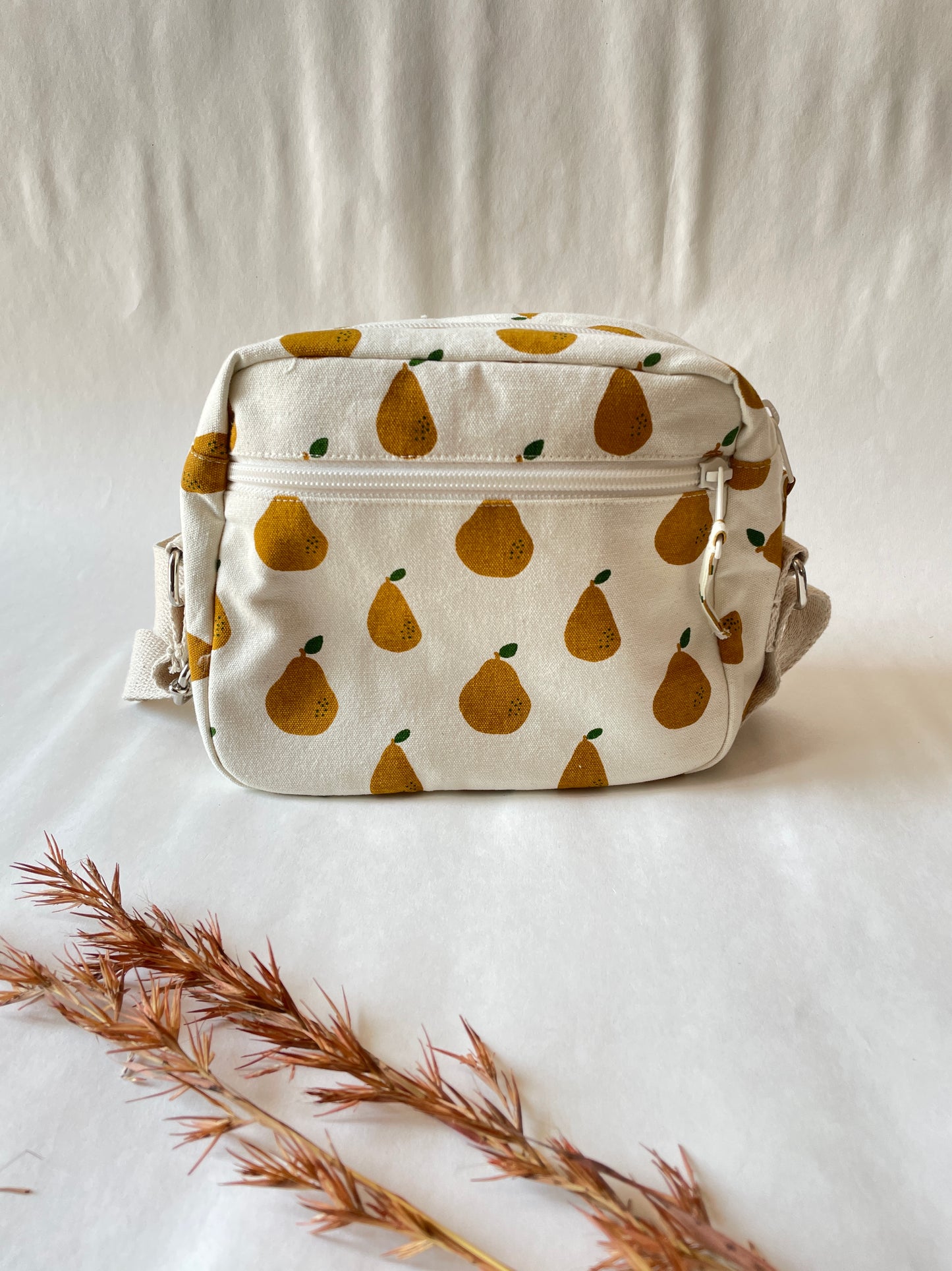 Pear Cotton Canvas Multi-pocket Crossbody Sling – Travel Light, Stay Stylish