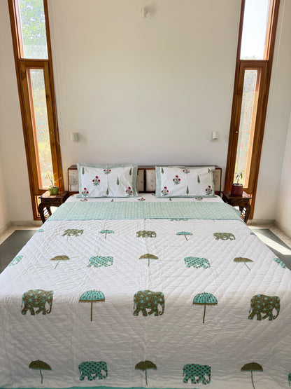 Multicolour Elephant Double Bed Quilt