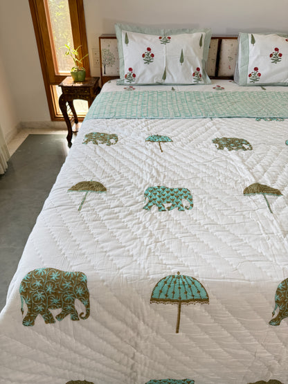 Multicolour Elephant Double Bed Quilt