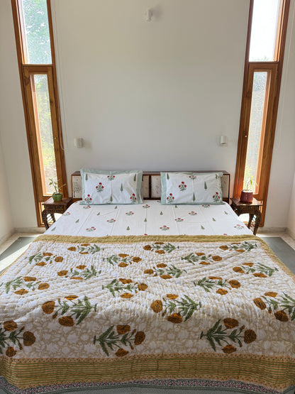 Sanganeri Print Single Bed Quilt (60”*90”)
