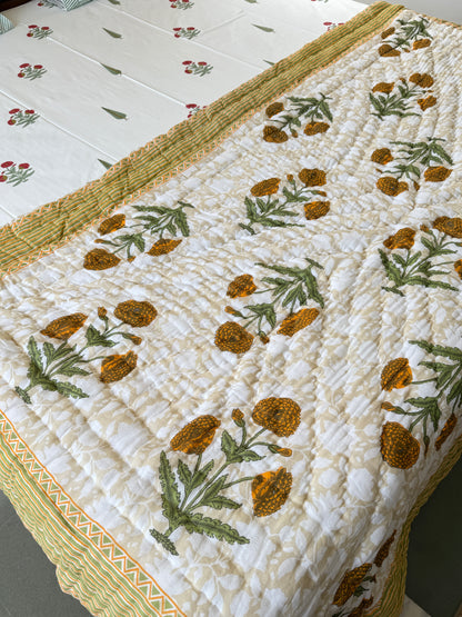Sanganeri Print Single Bed Quilt (60”*90”)