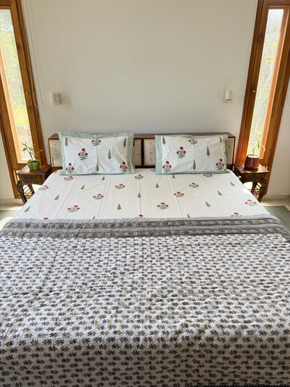 Sanganeri Print Single Bed Quilt (60”*90”)