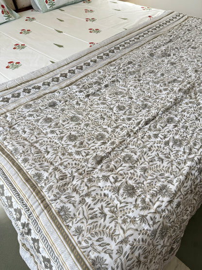 Sanganeri Print Single Bed Quilt (60”*90”)