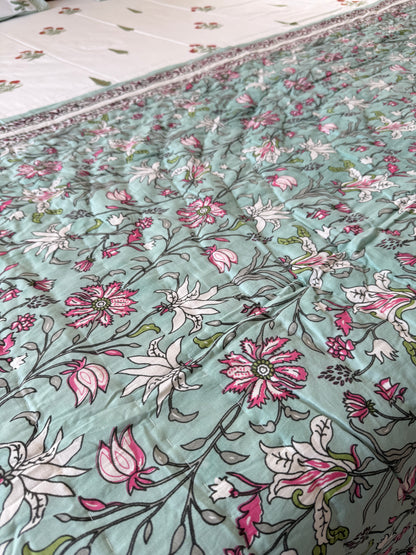 Sanganeri Print Single Bed Quilt (60”*90”)