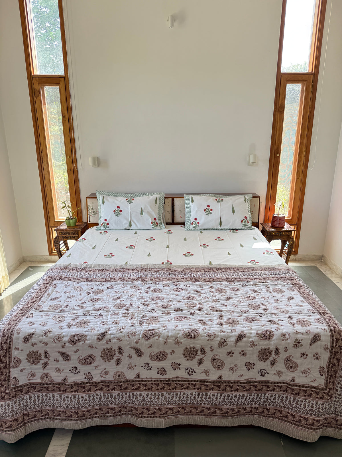 Sanganeri Print Single Bed Quilt (60”*90”)