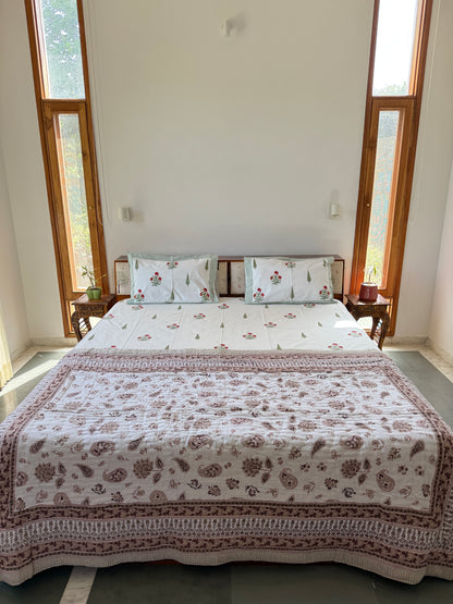 Sanganeri Print Single Bed Quilt (60”*90”)