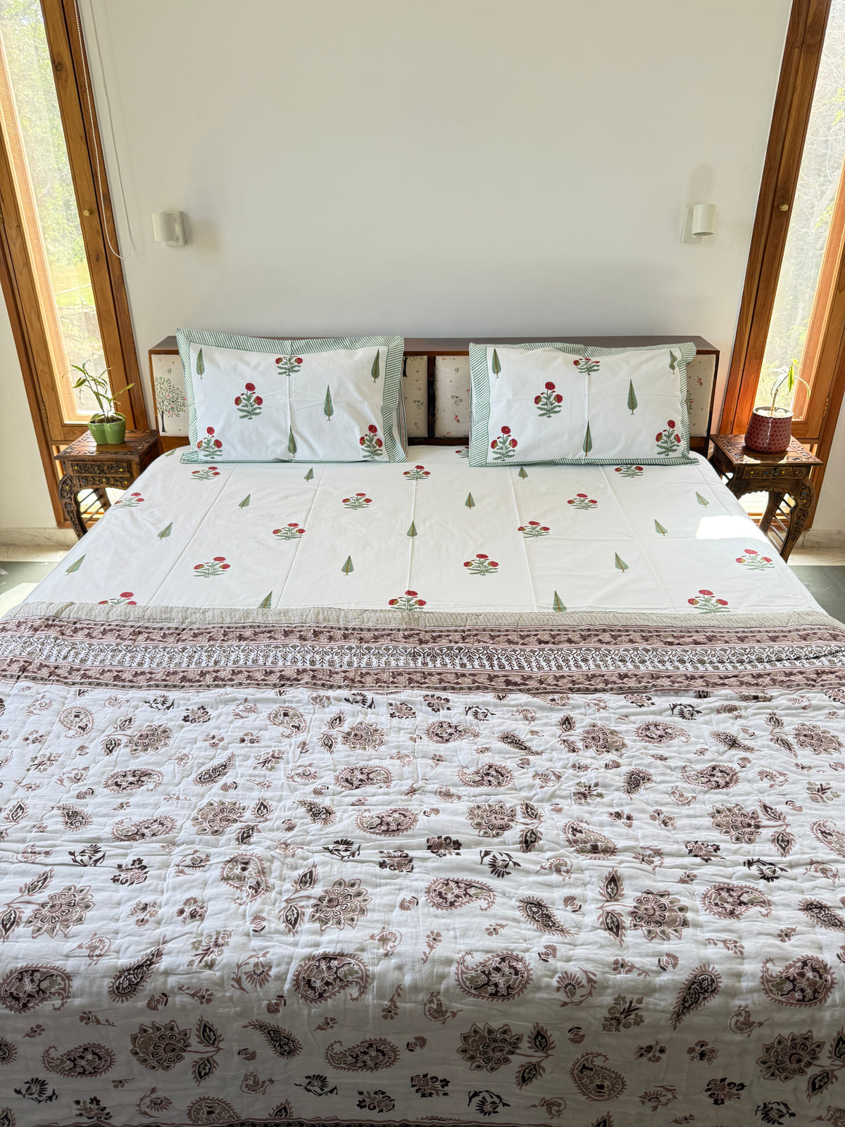 Sanganeri Print Single Bed Quilt (60”*90”)