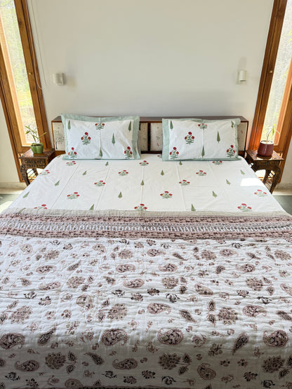 Sanganeri Print Single Bed Quilt (60”*90”)