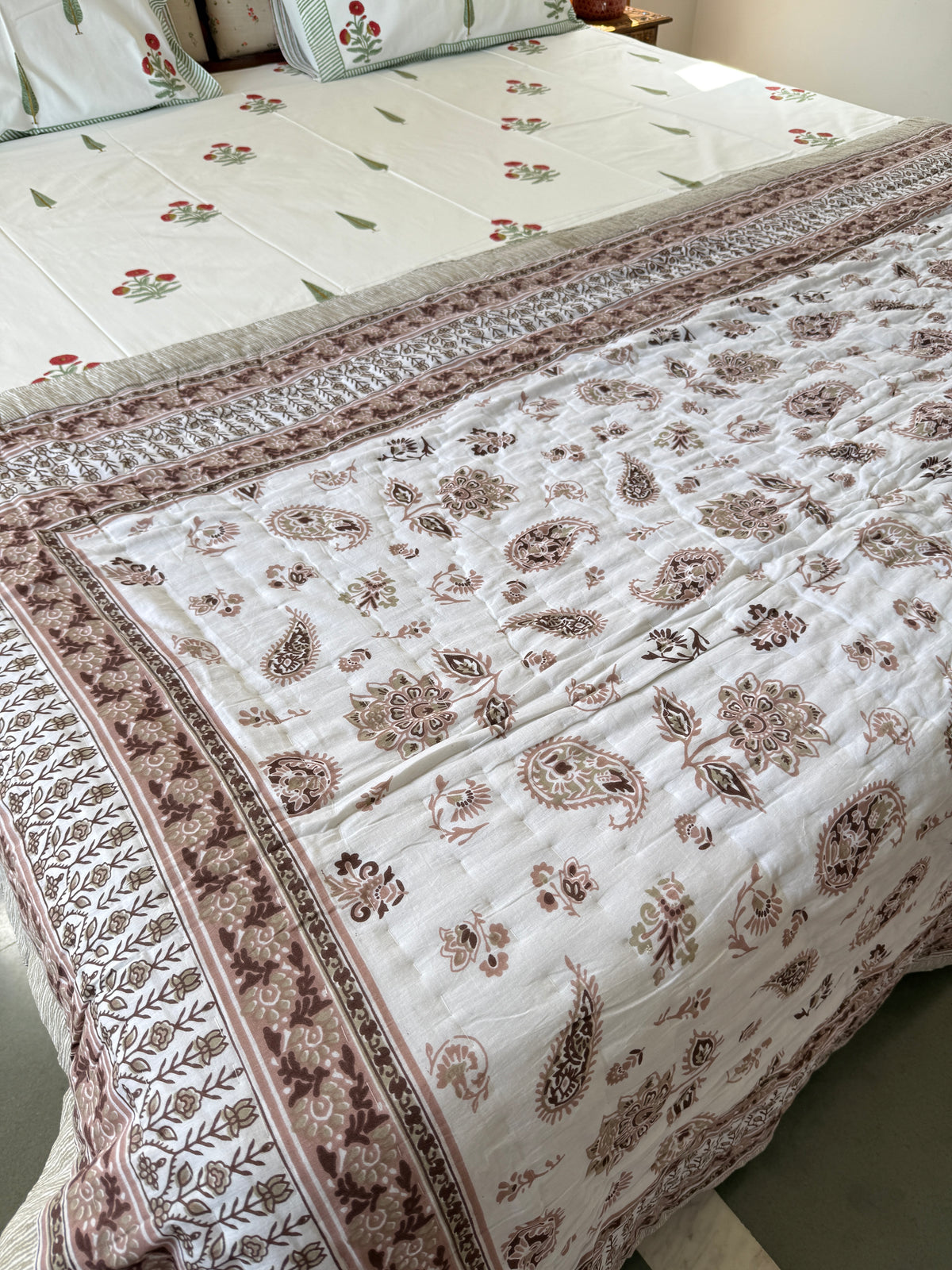 Sanganeri Print Single Bed Quilt (60”*90”)