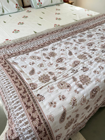 Sanganeri Print Single Bed Quilt (60”*90”)
