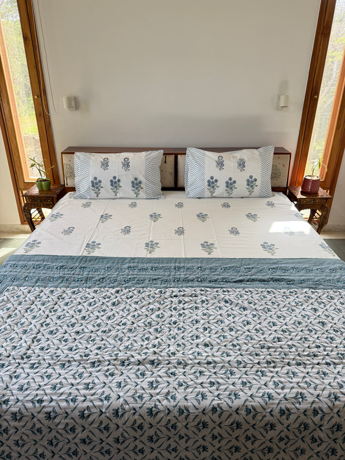 Sanganeri Print Single Bed Quilt (60”*90”)