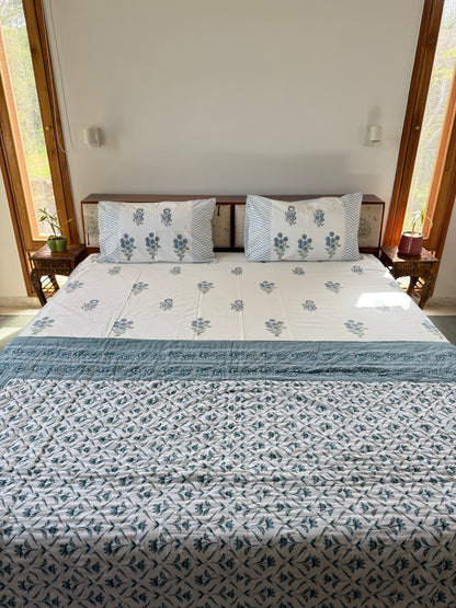 Sanganeri Print Single Bed Quilt (60”*90”)