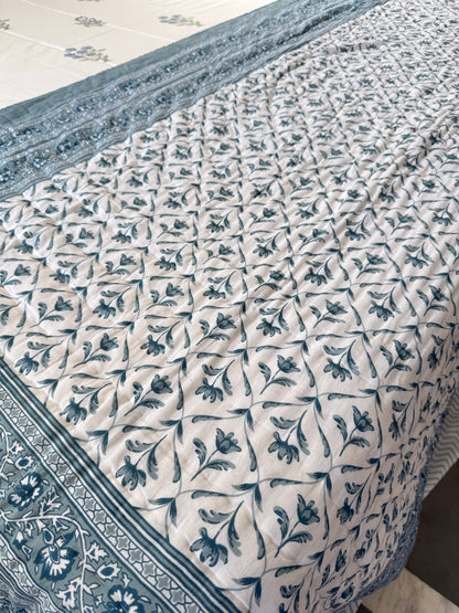 Sanganeri Print Single Bed Quilt (60”*90”)