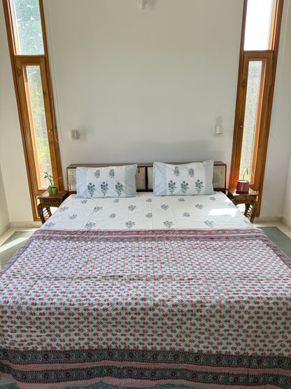 Sanganeri Print Single Bed Quilt (60”*90”)