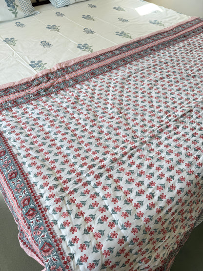Sanganeri Print Single Bed Quilt (60”*90”)