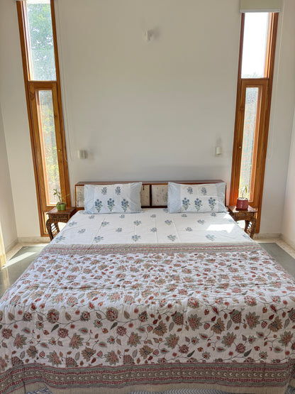 Sanganeri Print Single Bed Quilt (60”*90”)