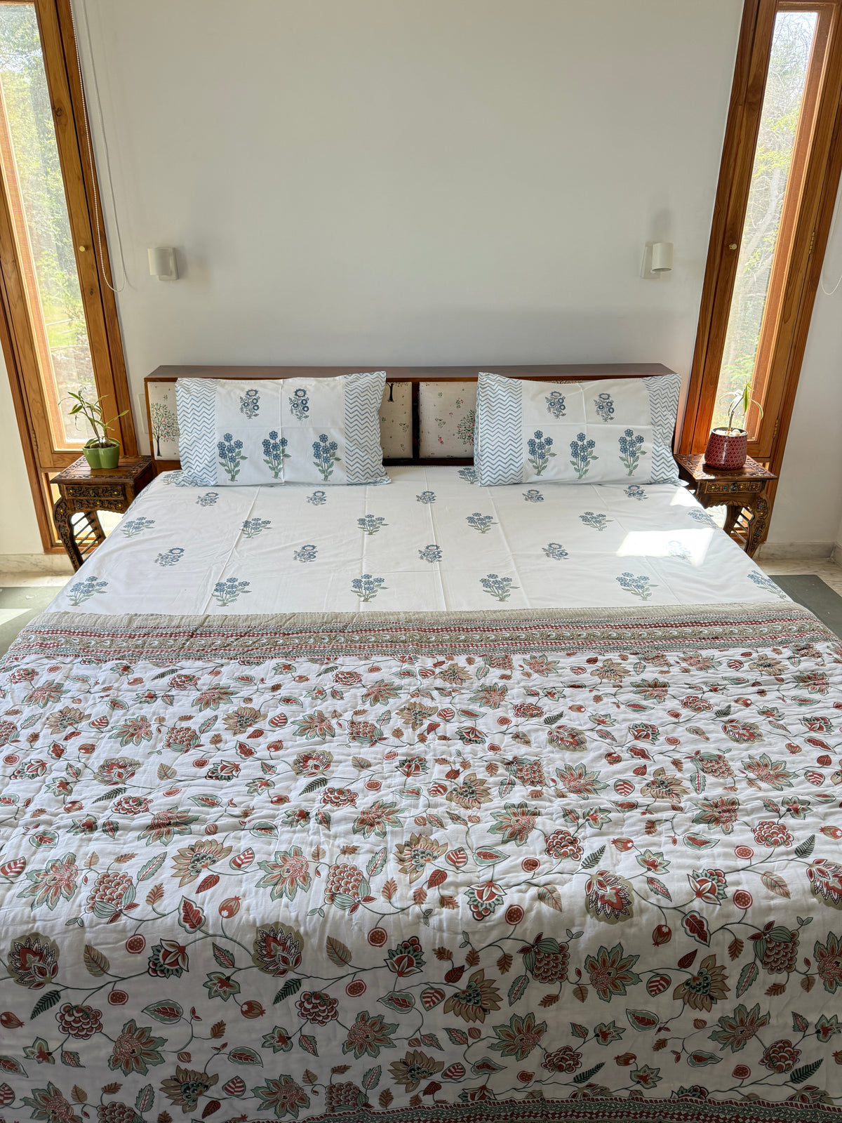 Sanganeri Print Single Bed Quilt (60”*90”)