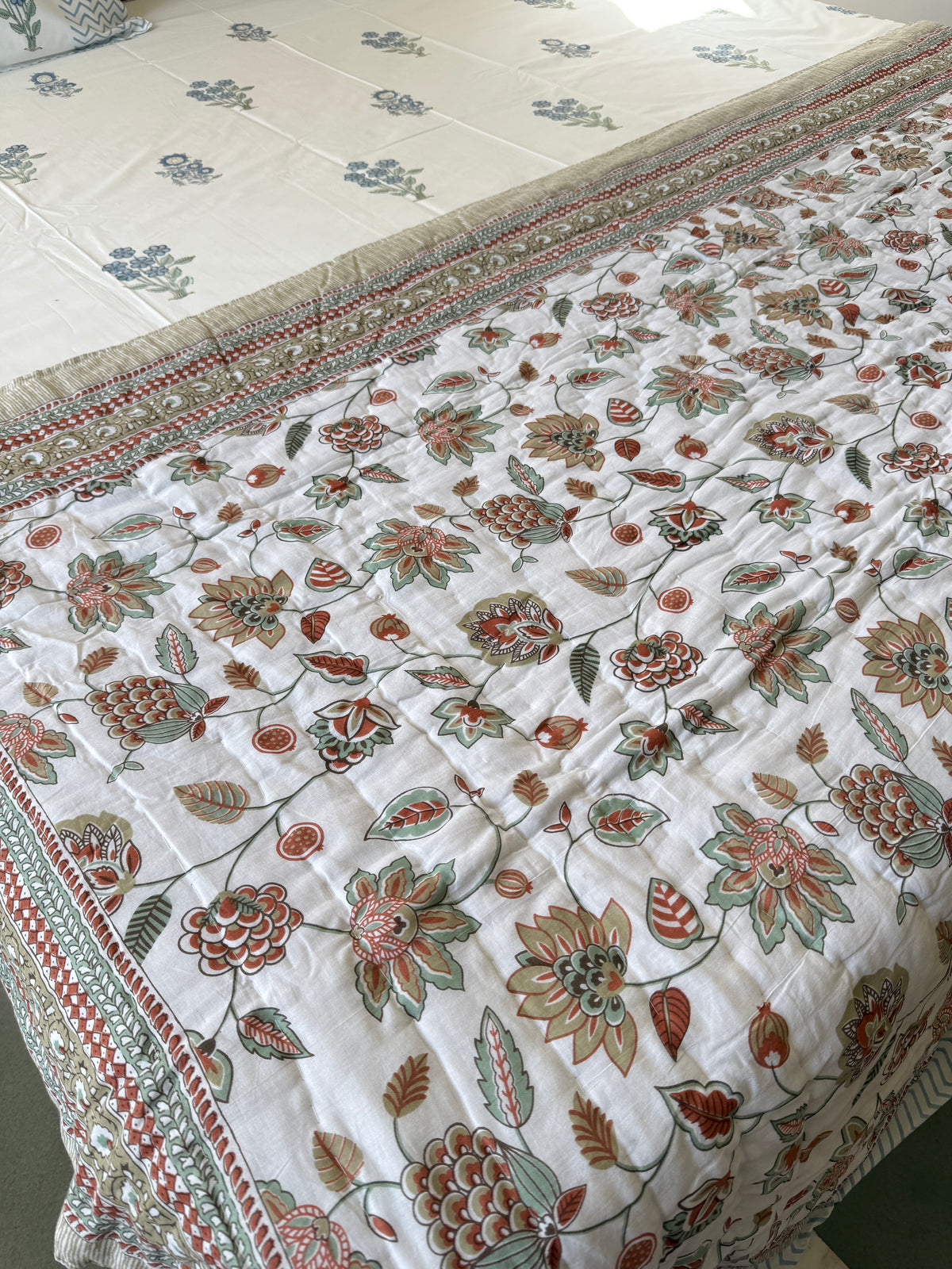 Sanganeri Print Single Bed Quilt (60”*90”)
