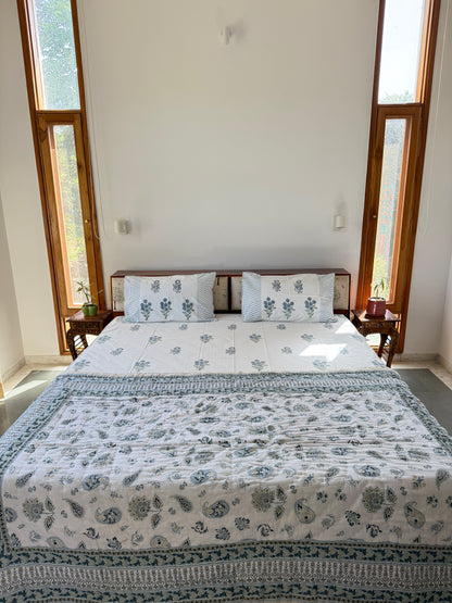Sanganeri Print Single Bed Quilt (60”*90”)
