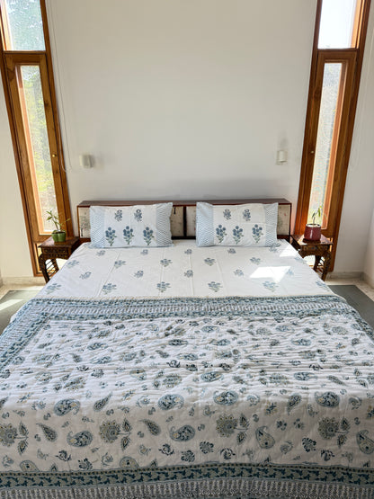 Sanganeri Print Single Bed Quilt (60”*90”)